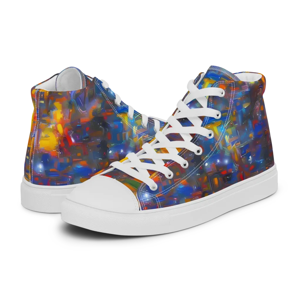 Abstract Conflux on Women's High Top Canvas Shoes — Left