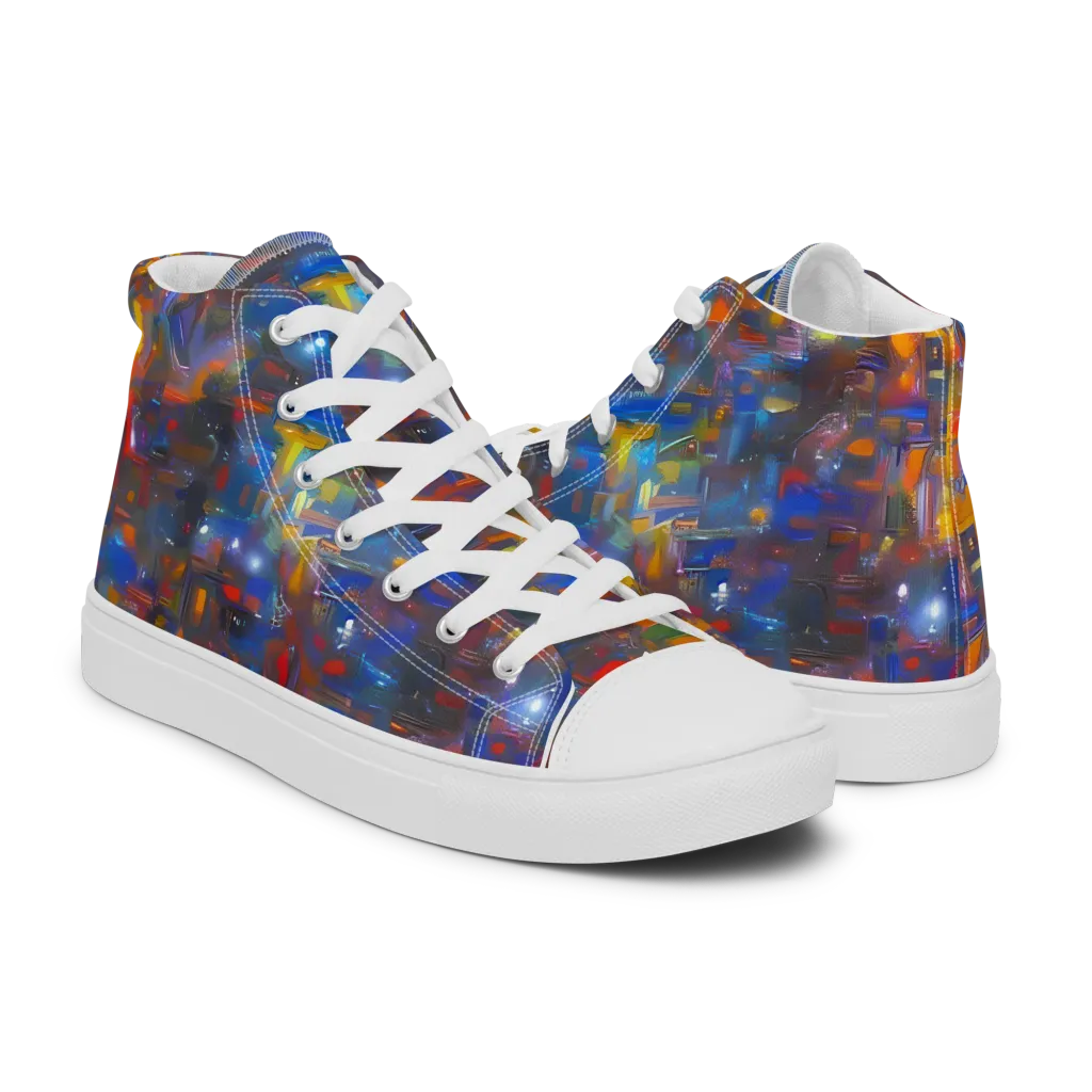 Abstract Conflux on Women's High Top Canvas Shoes — Right