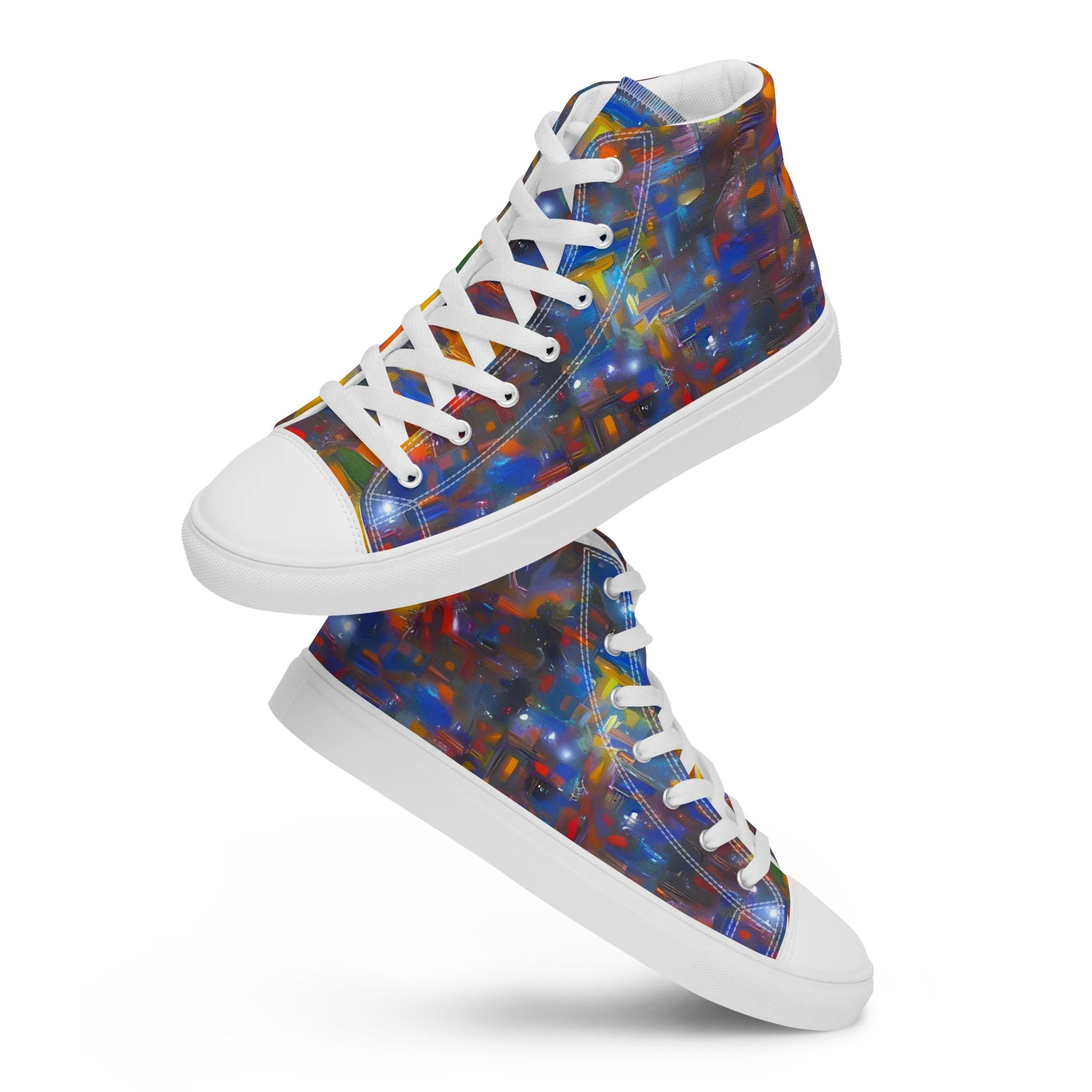 Abstract Conflux on Women's High Top Canvas Shoes — Front