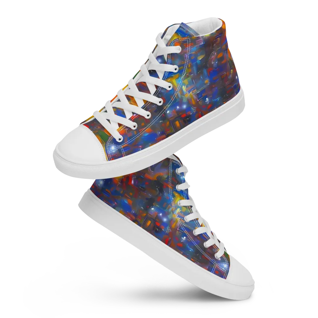 Abstract Conflux on Women's High Top Canvas Shoes — Front