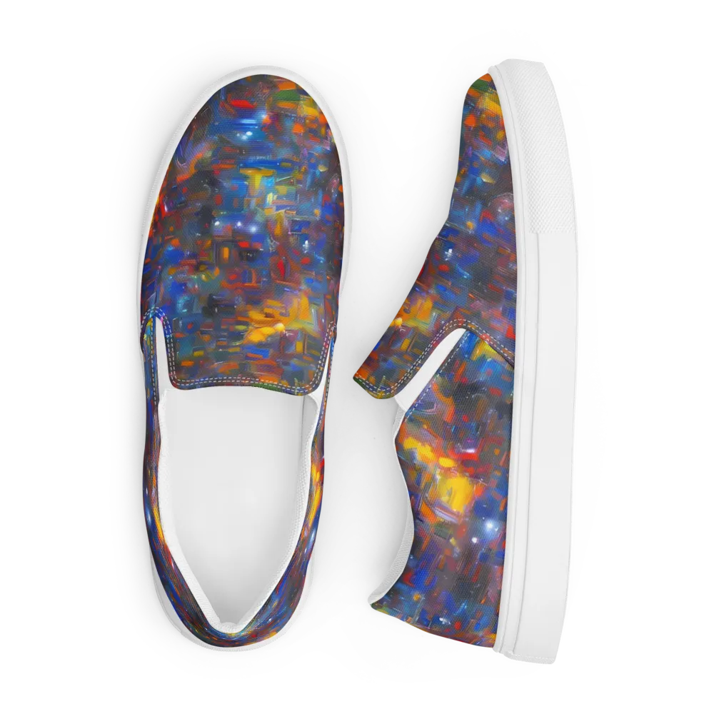 Abstract Conflux on Men's Slip-On Canvas Shoes — Front
