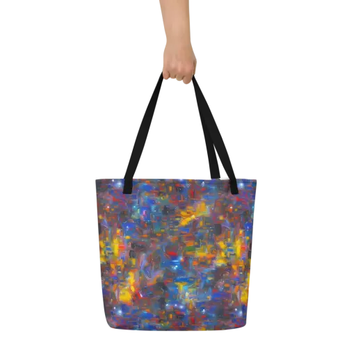 Abstract Conflux on a Large Tote Bag W/ Pocket