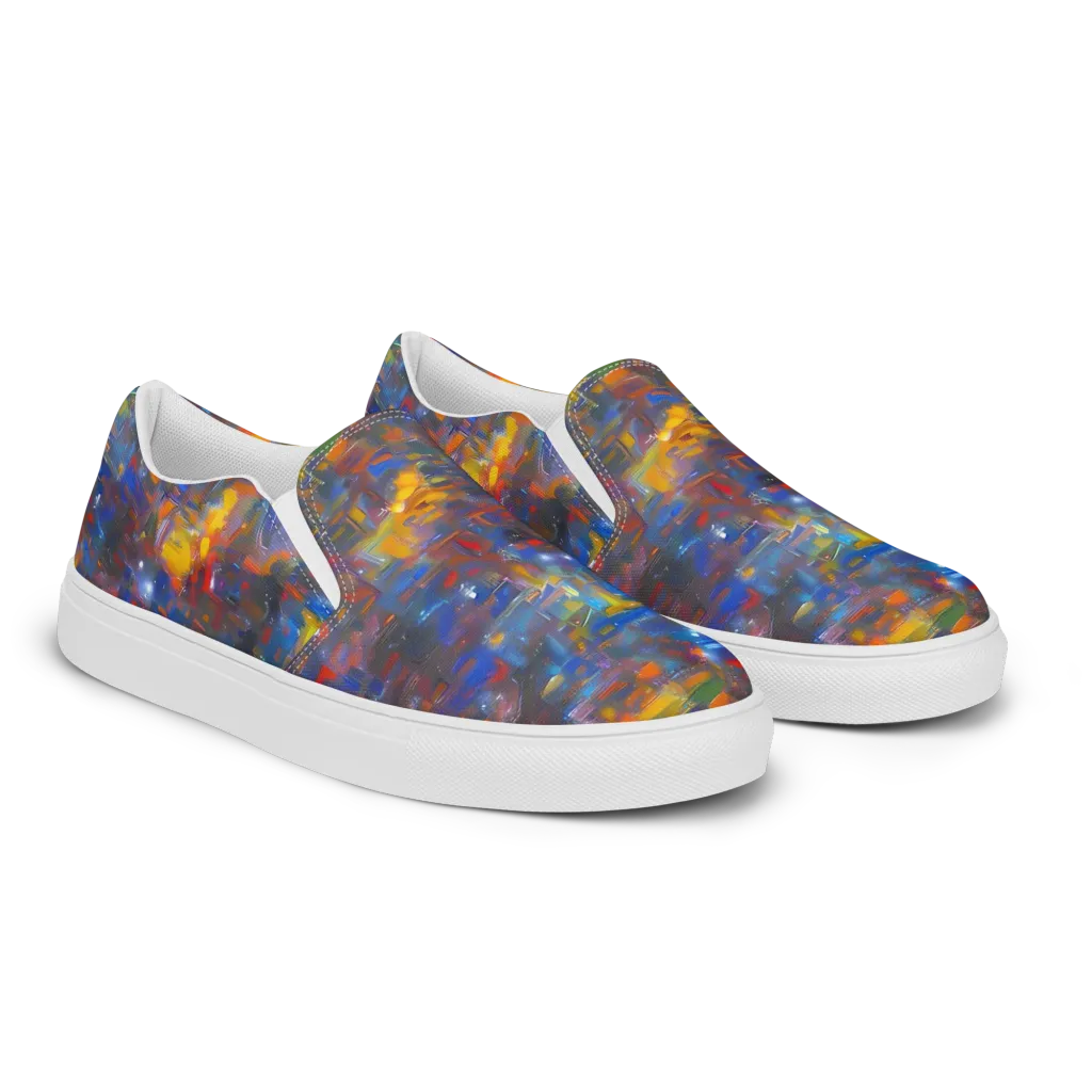 Abstract Conflux on Women's Slip-On Canvas Shoes — Right Front