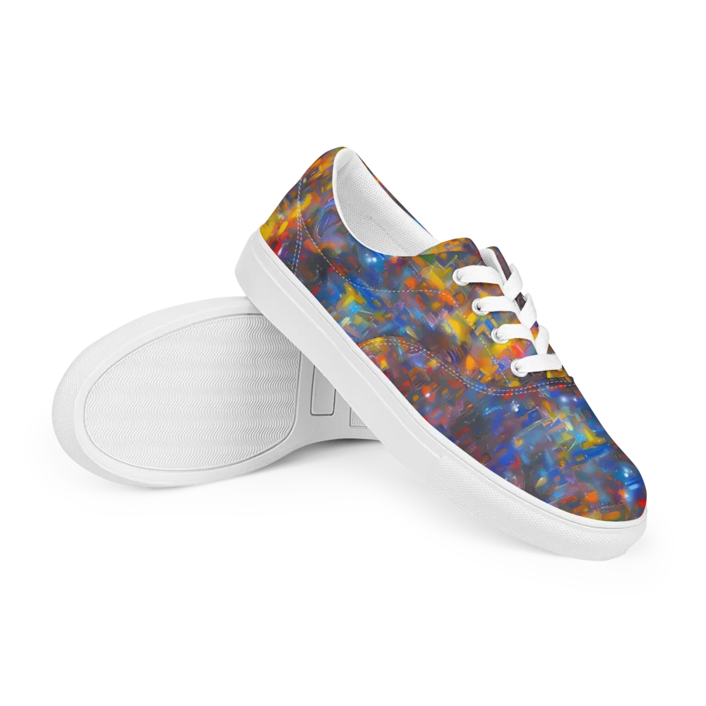 Abstract Conflux on Men's Lace-Up Canvas Shoes — Right Front