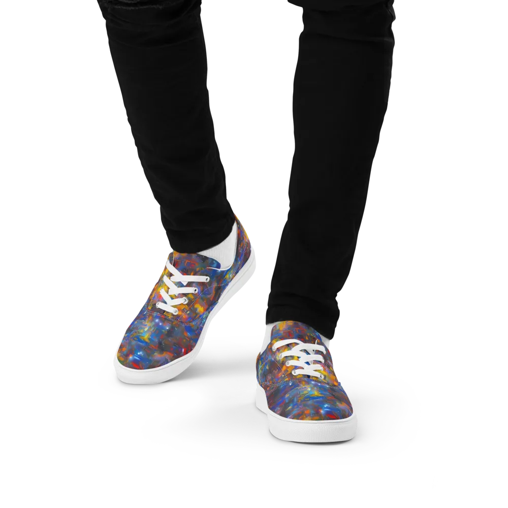 Abstract Conflux on Men's Lace-Up Canvas Shoes — Front