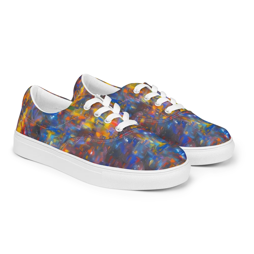 Abstract Conflux on Men's Lace-Up Canvas Shoes — Right Front