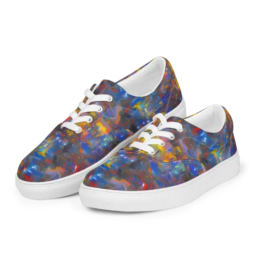 Abstract Conflux on a Men's Lace-Up Canvas Shoes