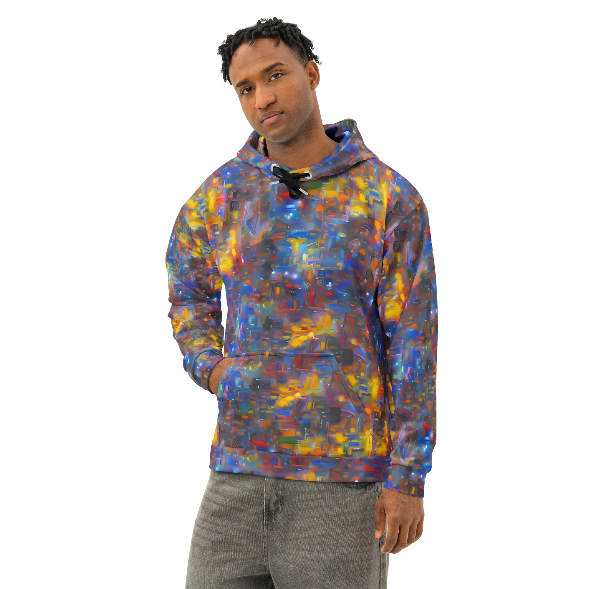 Abstract Conflux on Cotton Hoodie — Left Front