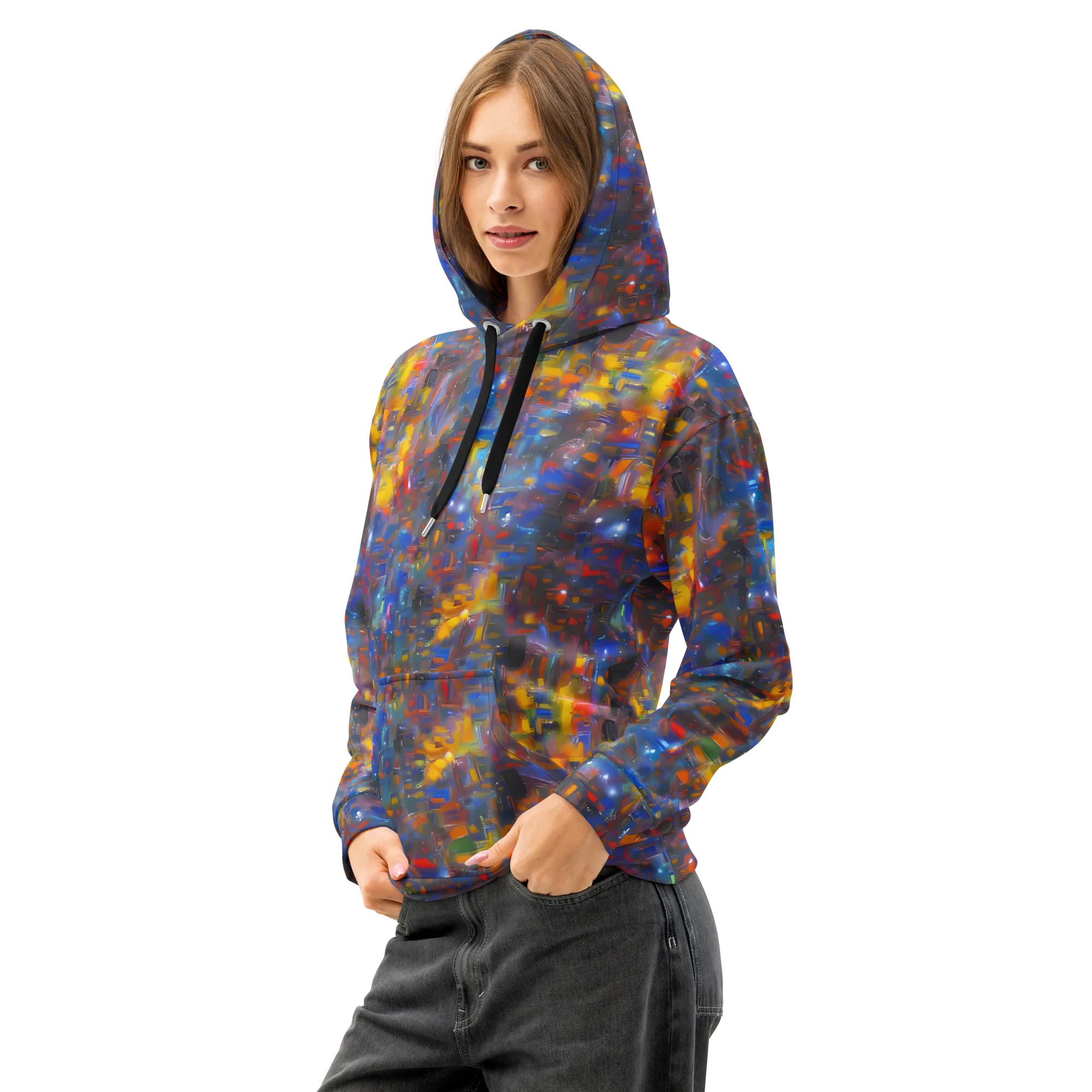 Abstract Conflux on Cotton Hoodie — Left Front