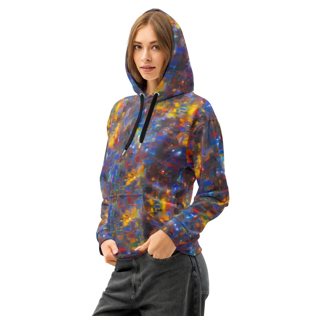 Abstract Conflux on Cotton Hoodie — Left Front
