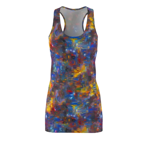 Abstract Conflux on a Racerback Dress