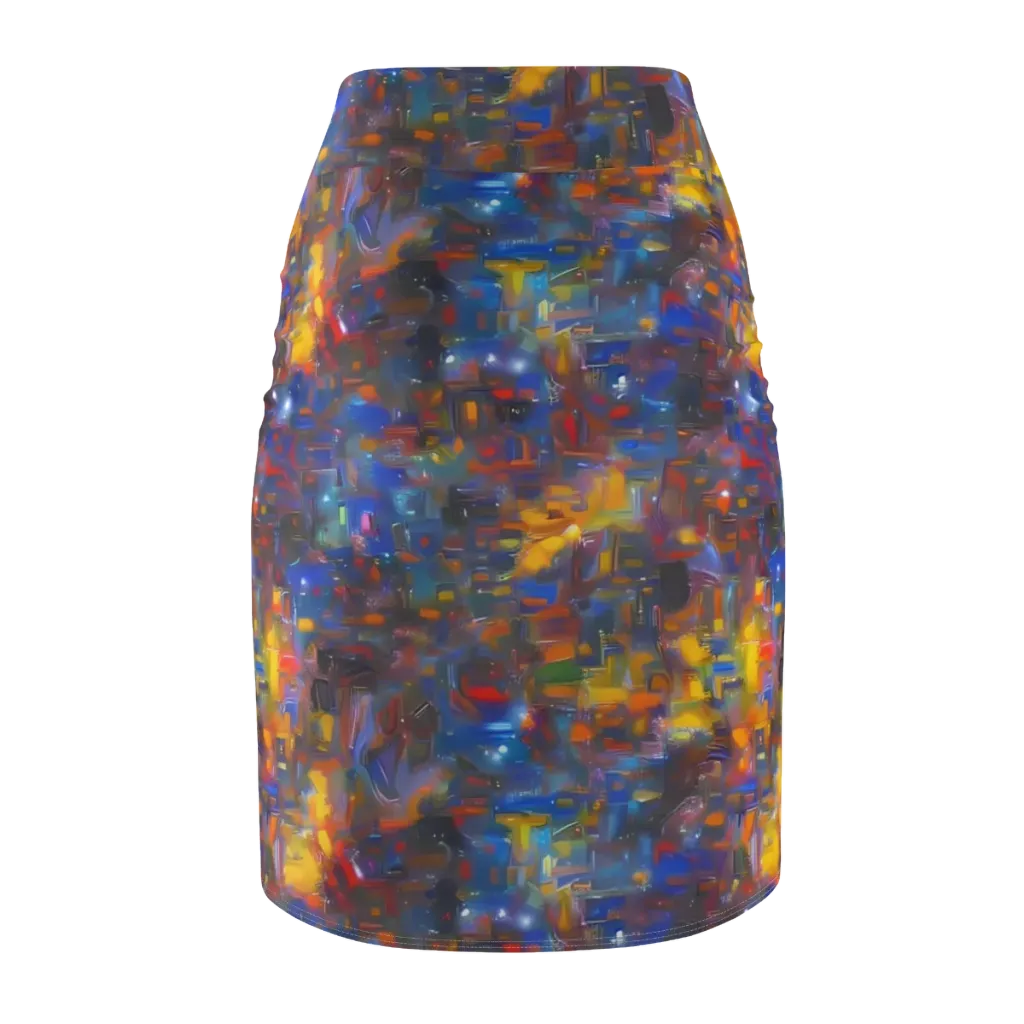 Abstract Conflux on Pencil Skirt — Back