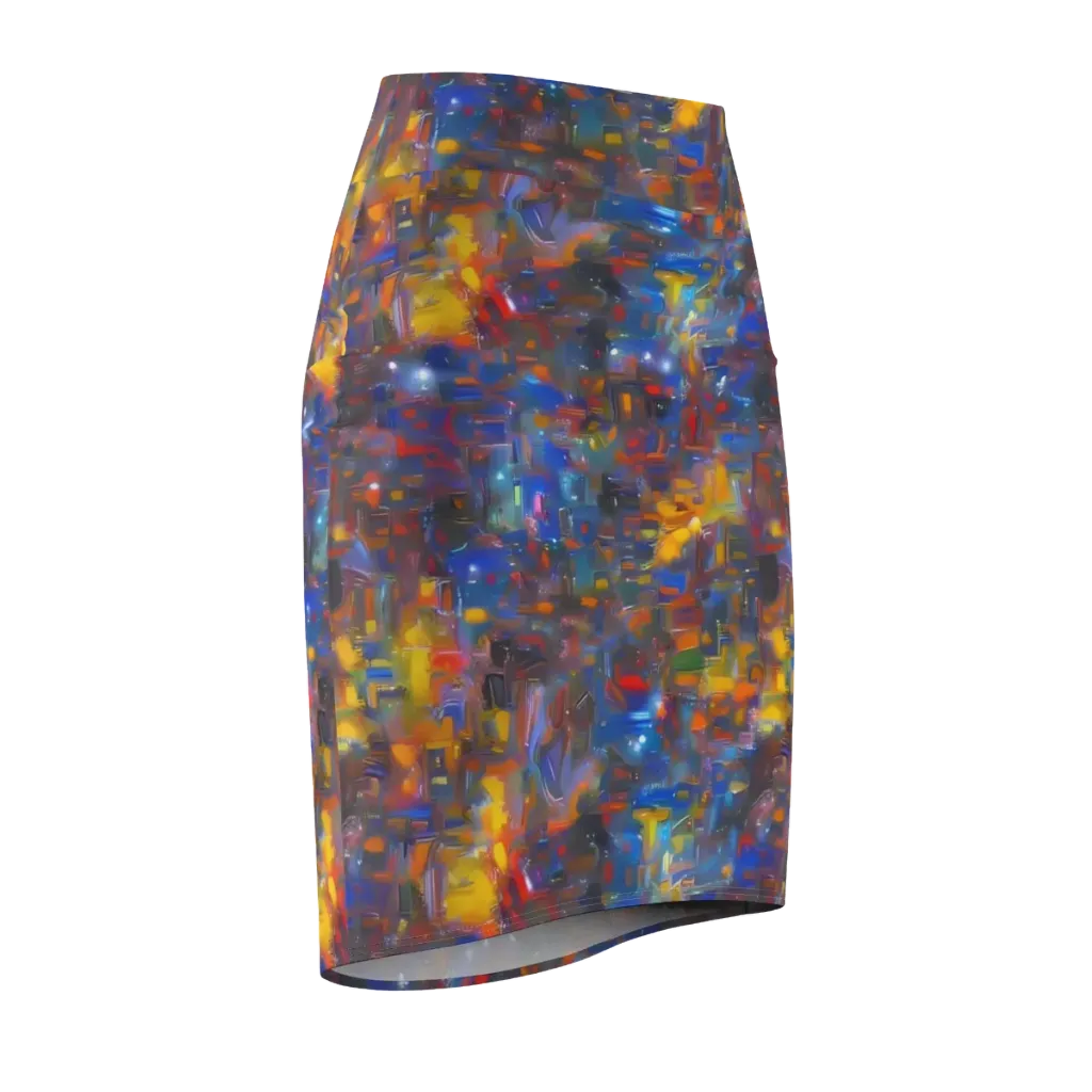 Abstract Conflux on Pencil Skirt — Front Side