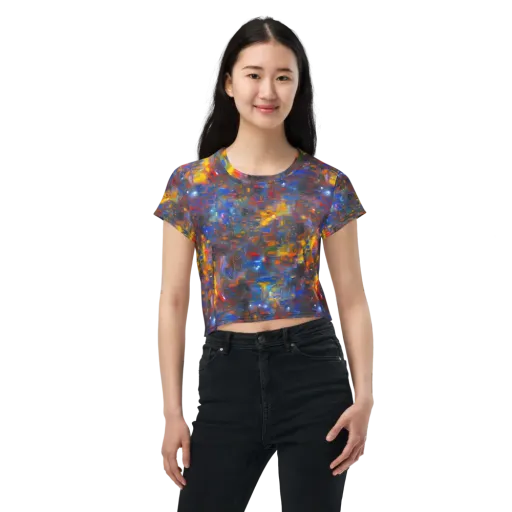 Abstract Conflux on a Crop Tee