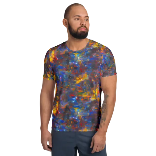 Abstract Conflux on a Men's Athletic T-Shirt
