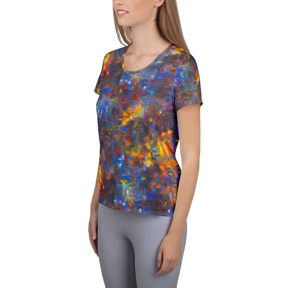 Abstract Conflux on Women's Athletic T-Shirt — Left