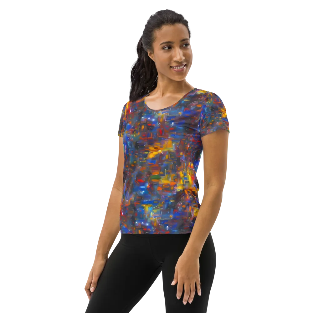 Abstract Conflux on Women's Athletic T-Shirt — Left