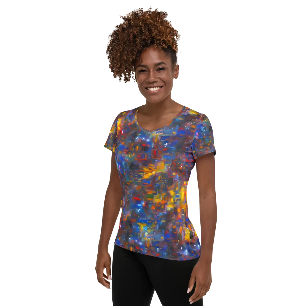 Abstract Conflux on Women's Athletic T-Shirt — Left