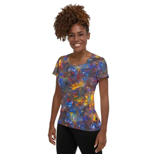 Abstract Conflux on a Women's Athletic T-Shirt