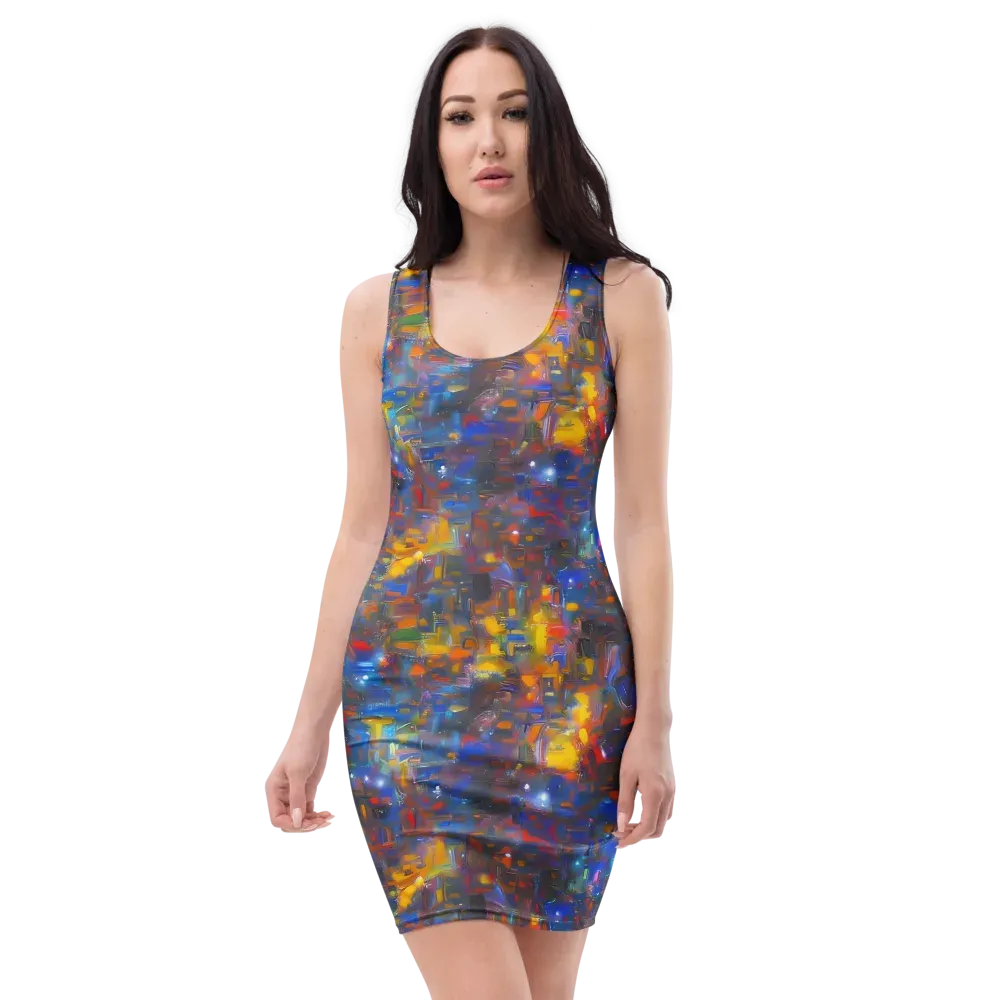 Abstract Conflux on Bodycon Dress — Front