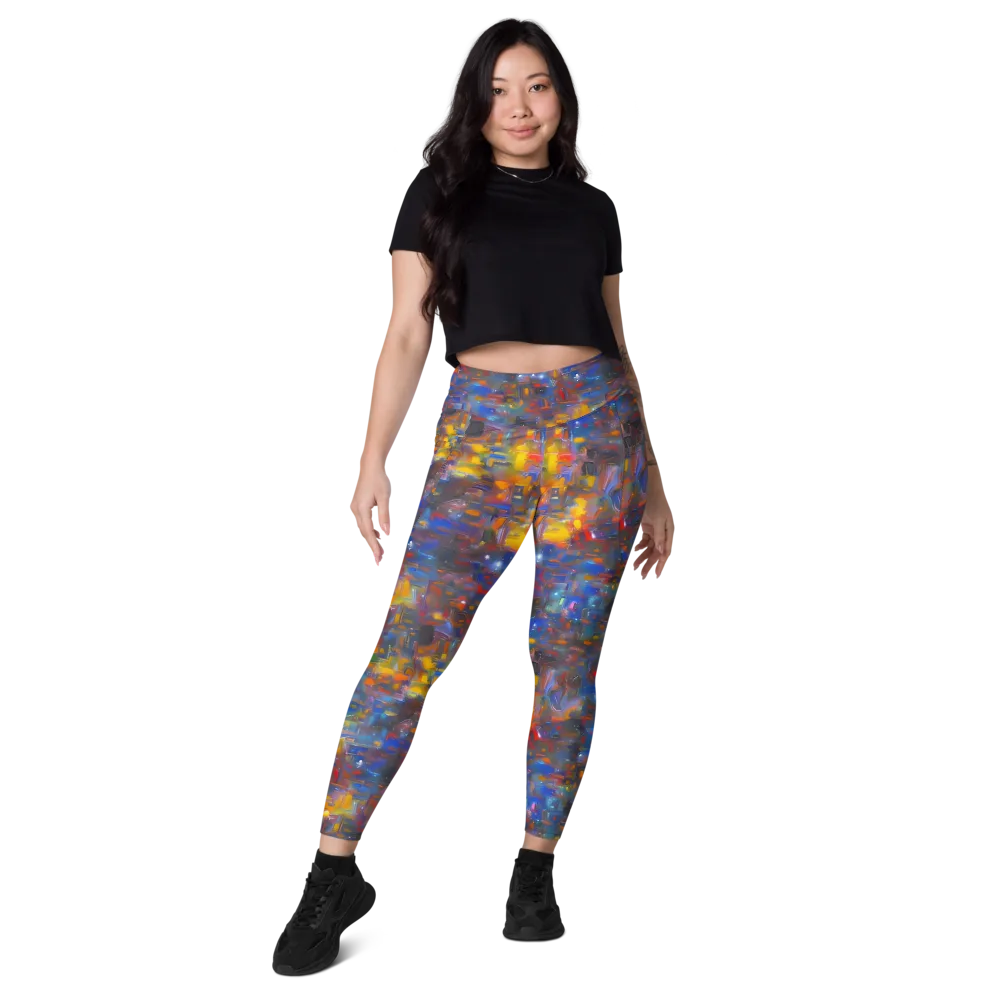 Abstract Conflux on Leggings with Pockets — Front