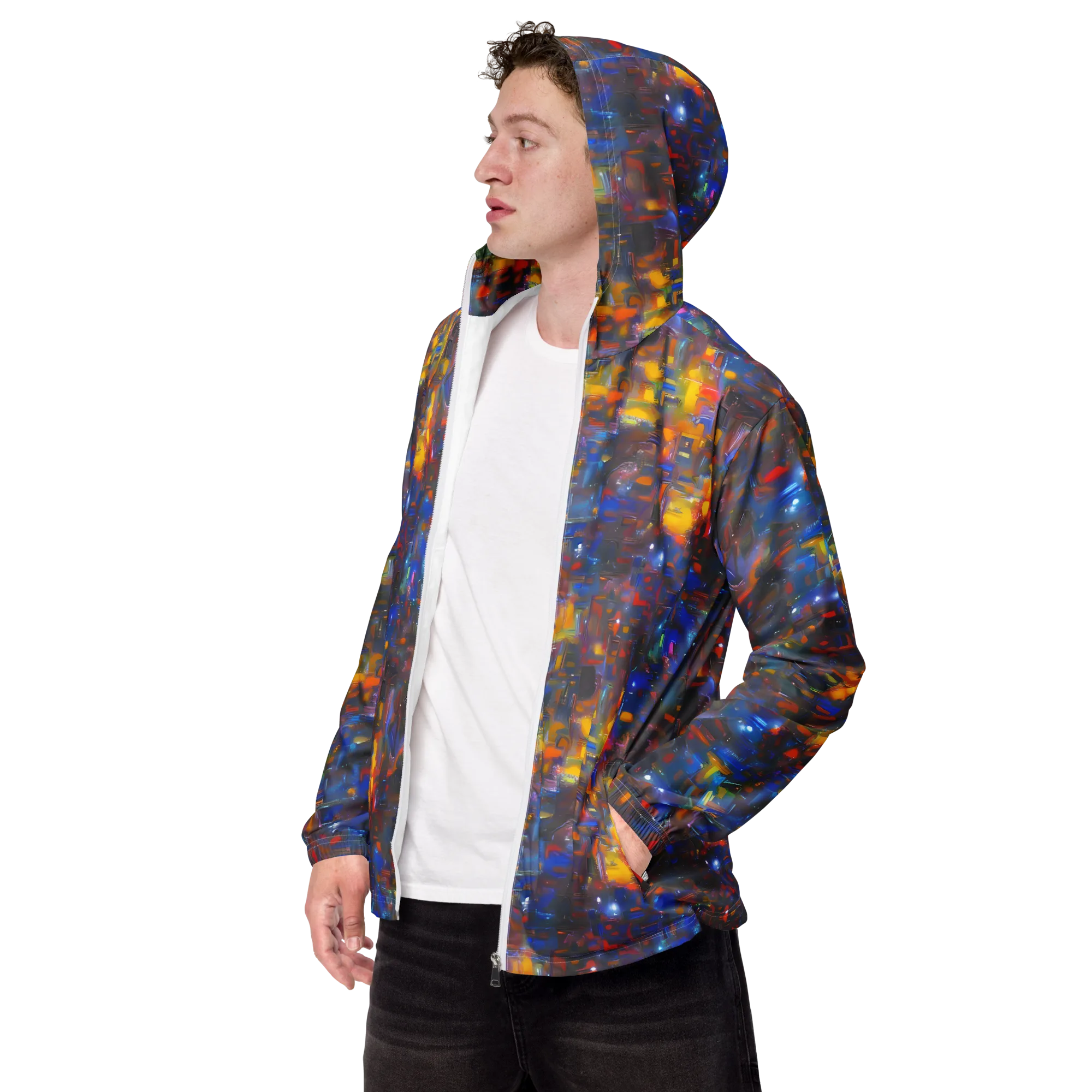 Abstract Conflux on Men's Windbreaker — Left Front
