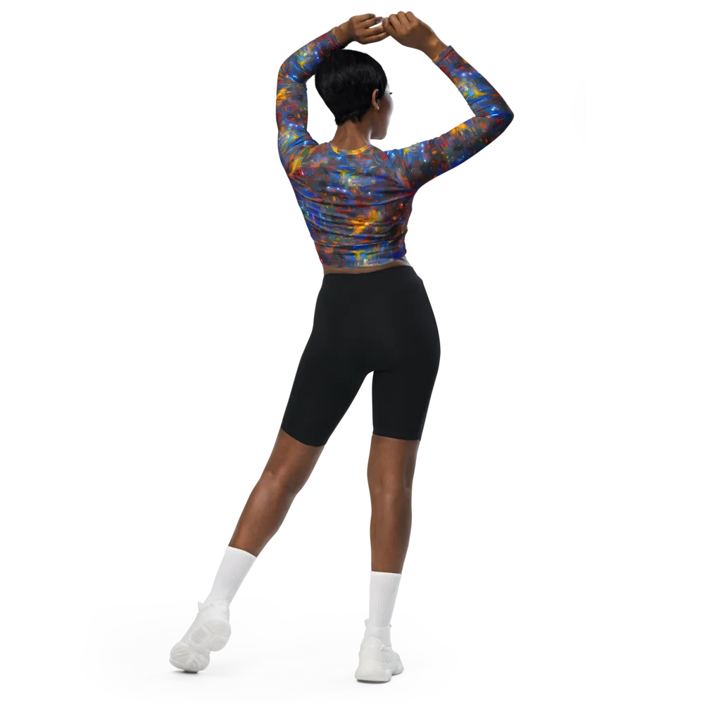 Abstract Conflux on Long Sleeve Crop Top — Back