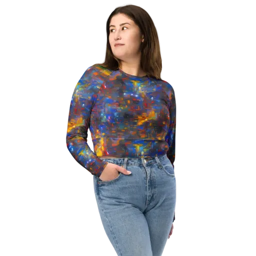 Abstract Conflux on a Long Sleeve Crop Top
