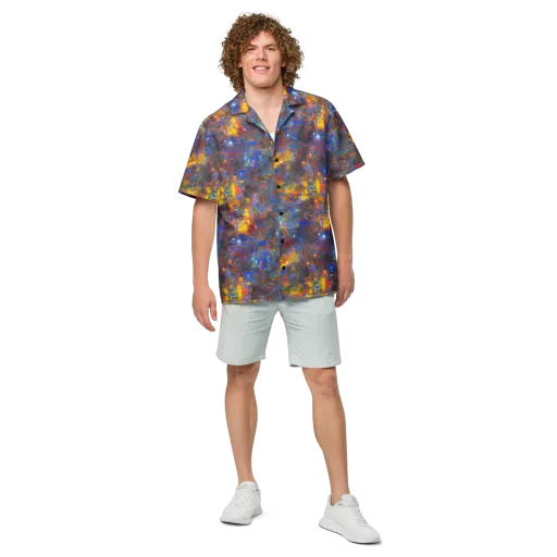 Abstract Conflux on a Button Shirt