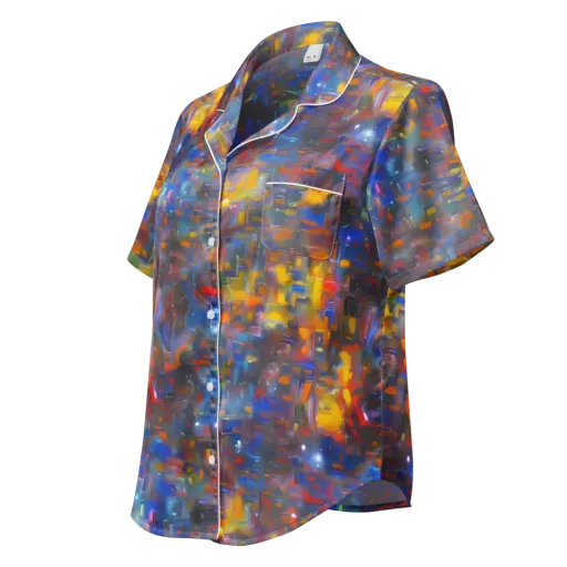 Abstract Conflux on a Women's Short Sleeve Pajama Top