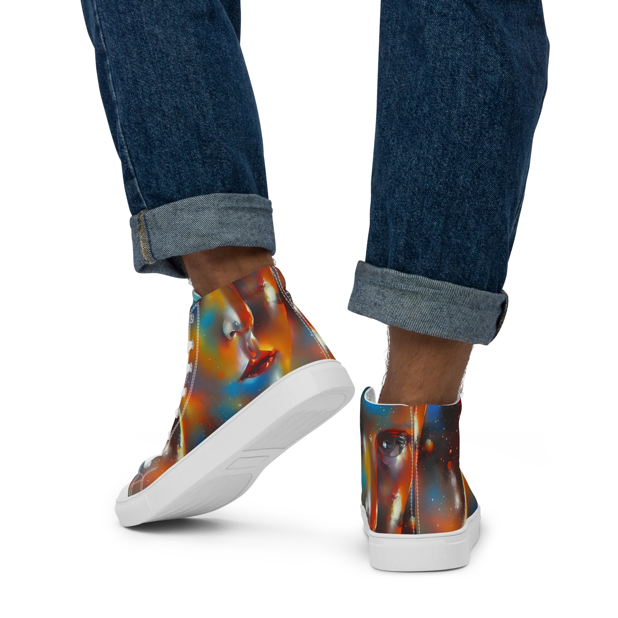 Celestial Vogue on Men's High Top Canvas Shoes — Back