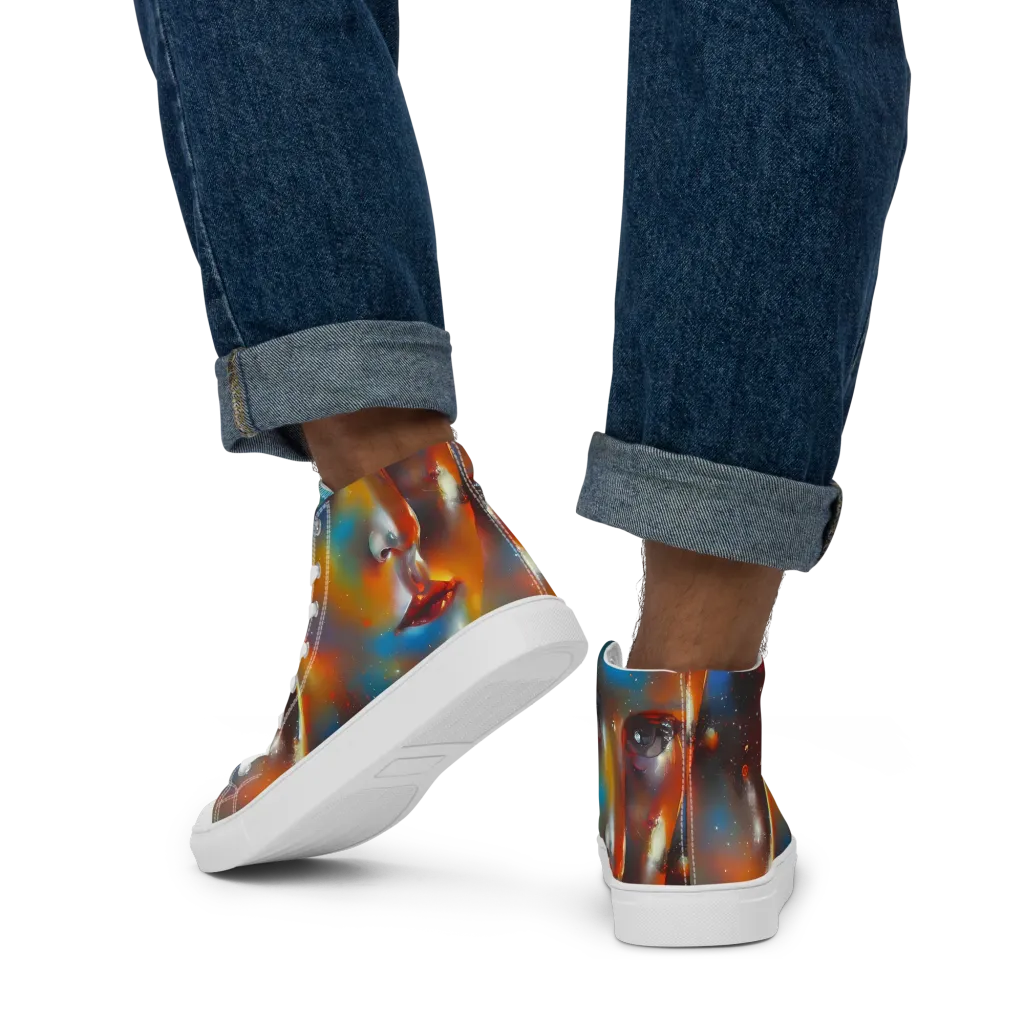 Celestial Vogue on Men's High Top Canvas Shoes — Back