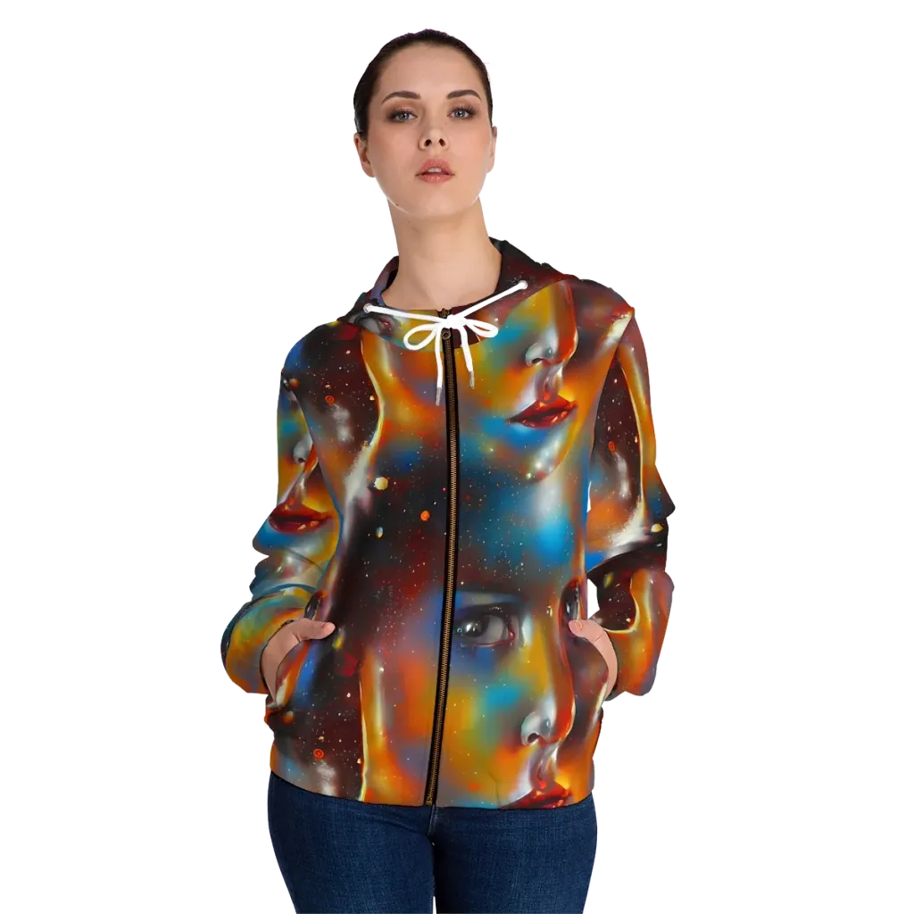 Celestial Vogue on Women's Full-Zip Hoodie — Front On Person