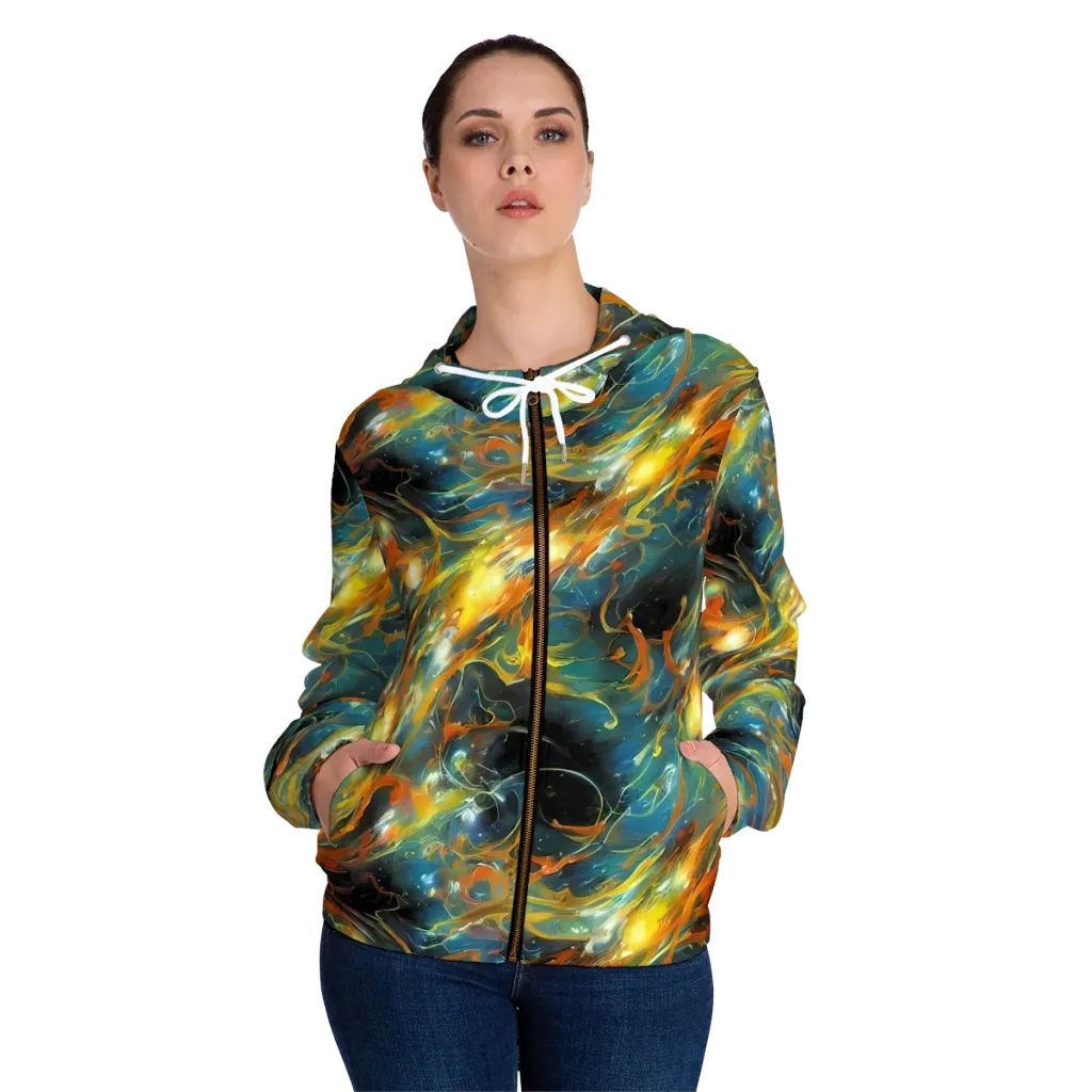 Cheng Wallis Whirl on Women's Full-Zip Hoodie — Front On Person