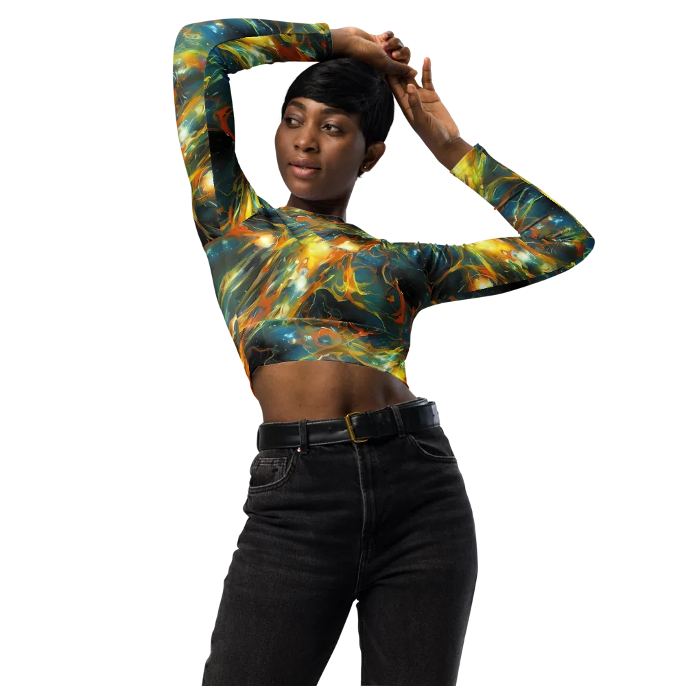 Cheng Wallis Whirl on Long Sleeve Crop Top — Front