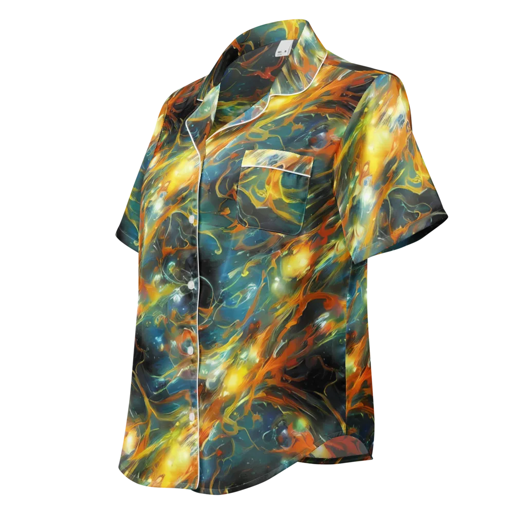 Cheng Wallis Whirl on Women's Short Sleeve Pajama Top — Left Front