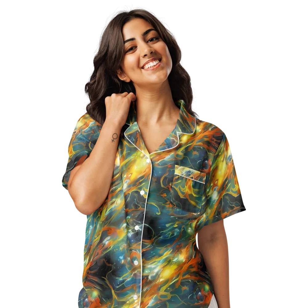 Cheng Wallis Whirl on Women's Short Sleeve Pajama Top — Front
