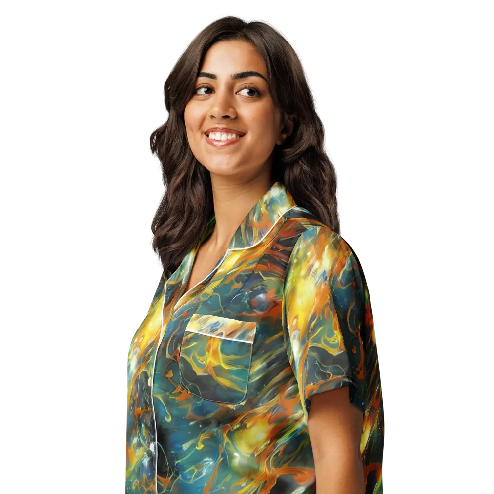 Cheng Wallis Whirl on Women's Short Sleeve Pajama Top — Left Front