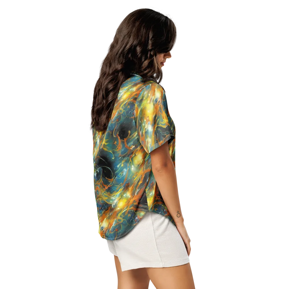 Cheng Wallis Whirl on Women's Short Sleeve Pajama Top — Right Back