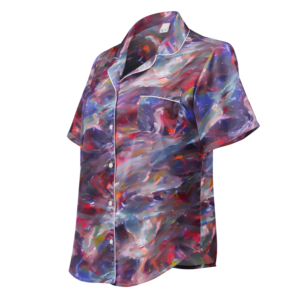 Nihei Nightscape on Women's Short Sleeve Pajama Top — Left Front