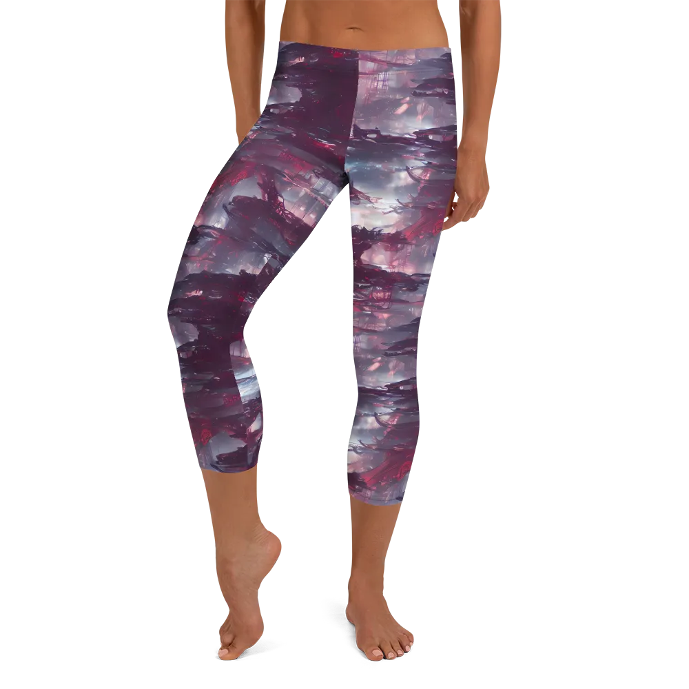 Twilight Fortresses on Capri Leggings — Front