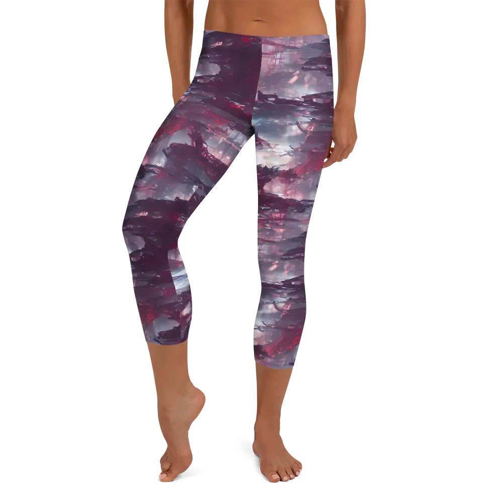 Twilight Fortresses on Capri Leggings — Front