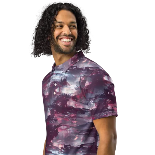 Twilight Fortresses on a Men's Slim Fit Polo Shirt