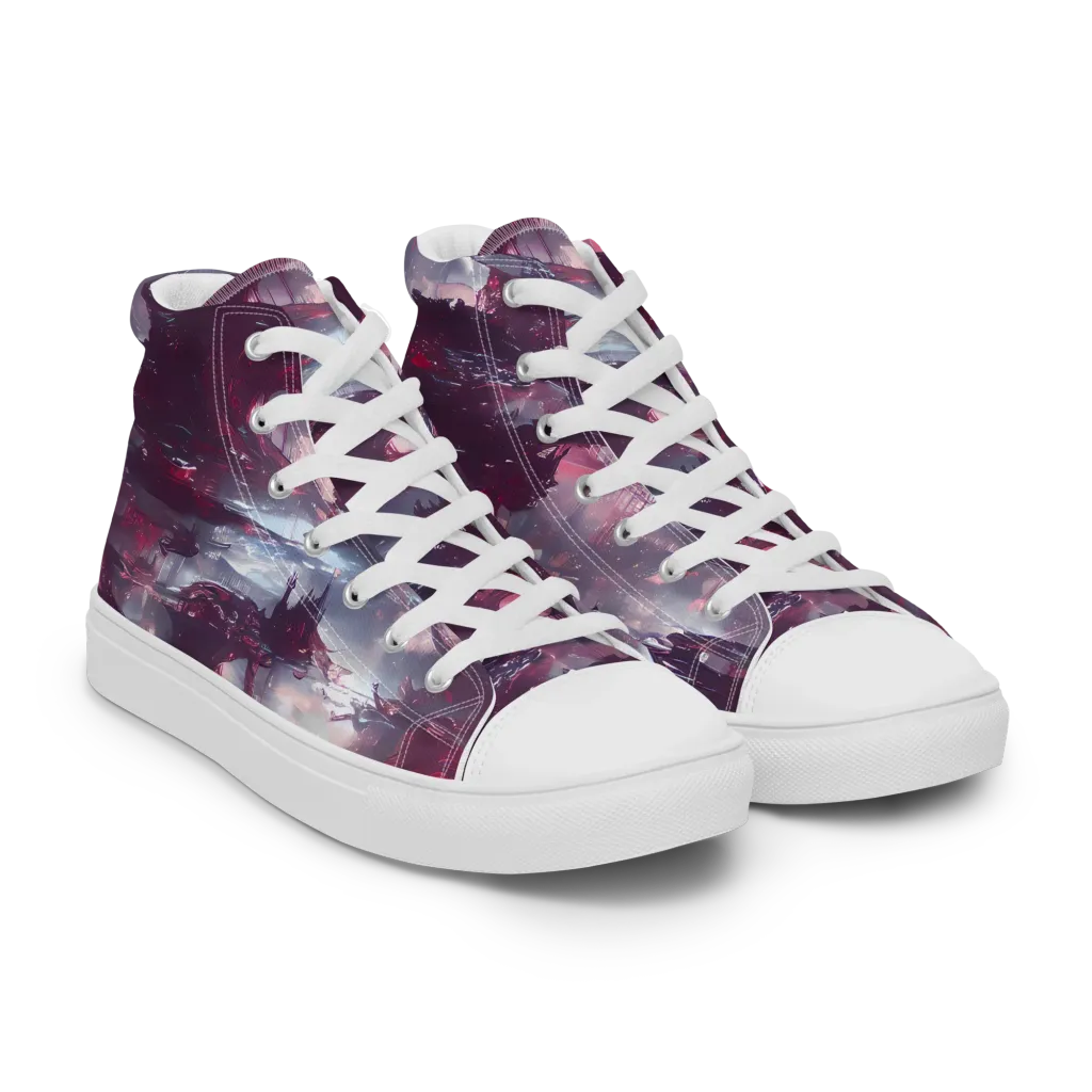 Twilight Fortresses on Men's High Top Canvas Shoes — Right Front