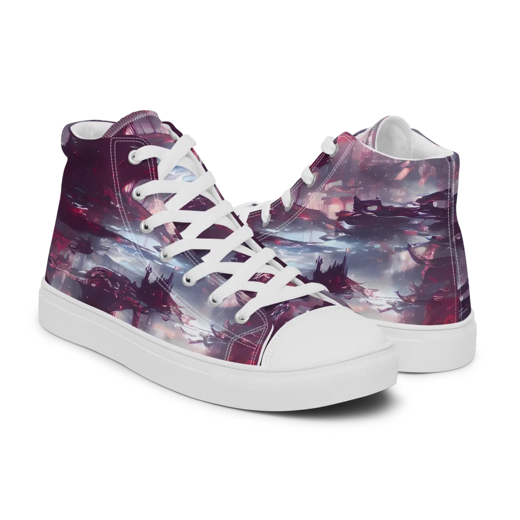 Twilight Fortresses on Men's High Top Canvas Shoes — Right