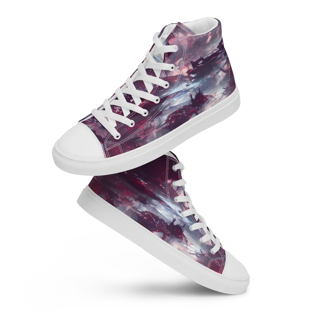 Twilight Fortresses on Men's High Top Canvas Shoes — Front