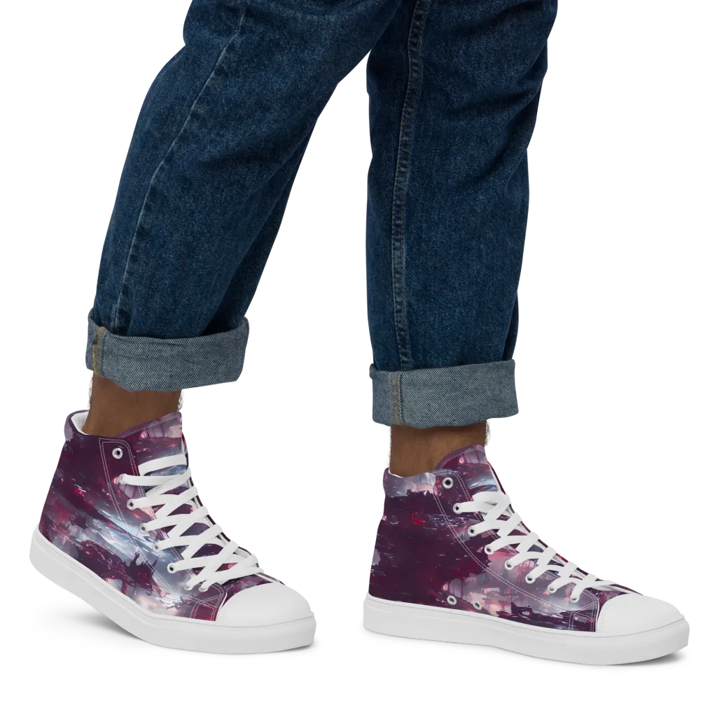 Twilight Fortresses on Men's High Top Canvas Shoes — Right