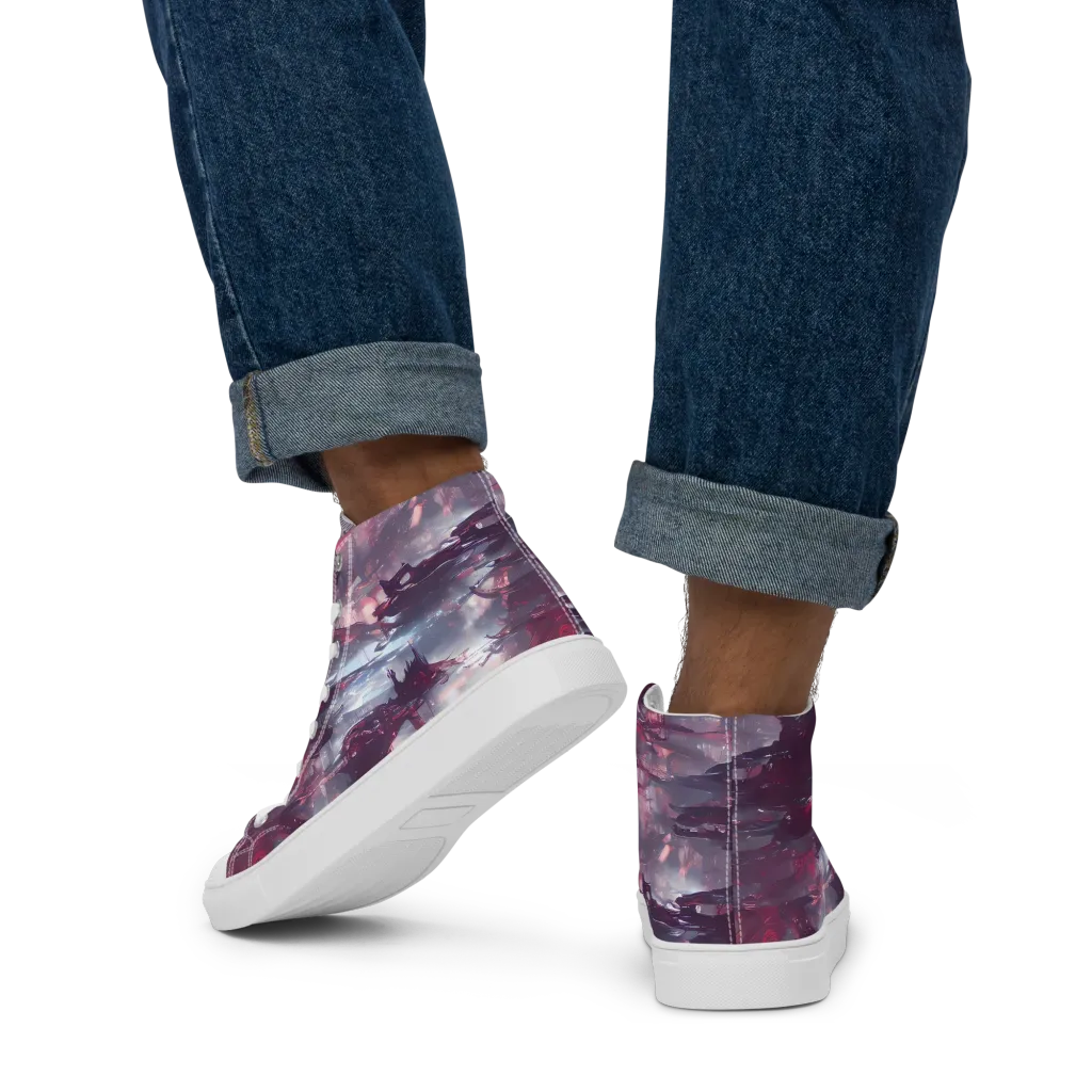 Twilight Fortresses on Men's High Top Canvas Shoes — Back
