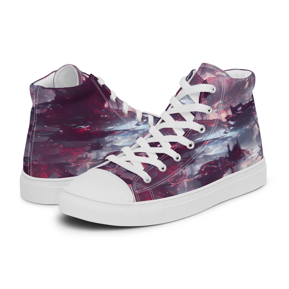 Twilight Fortresses on Women's High Top Canvas Shoes — Left