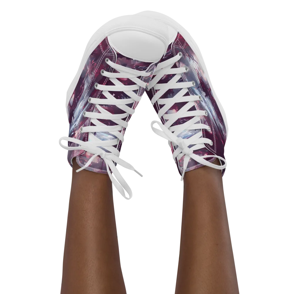 Twilight Fortresses on Women's High Top Canvas Shoes — Front